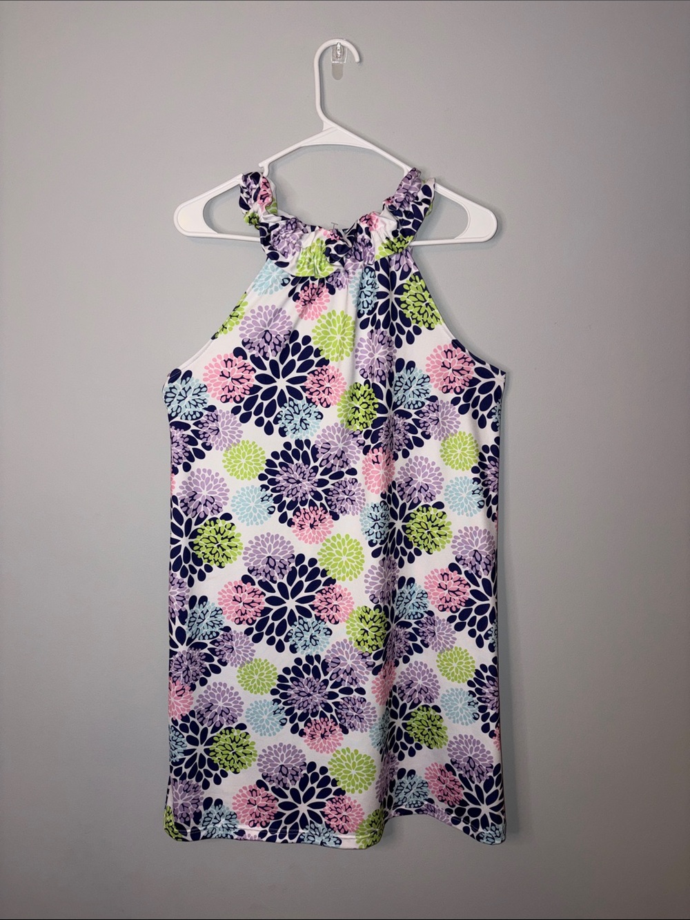 Lolly Wolly Doodle Floral Halter Dress - Navy, Pink, Lime & Lilac Small